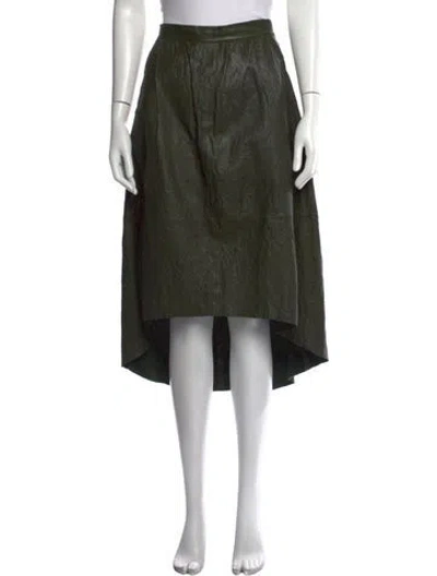 Pre-owned Zadig & Voltaire Leather Midi Length Skirt In Green