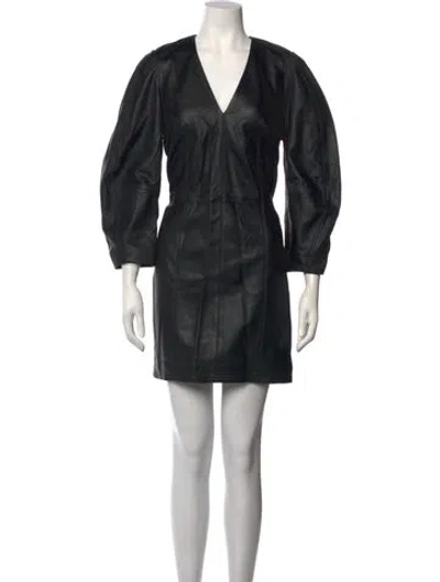 Pre-owned Zadig & Voltaire Leather Mini Dress In Black/metallic