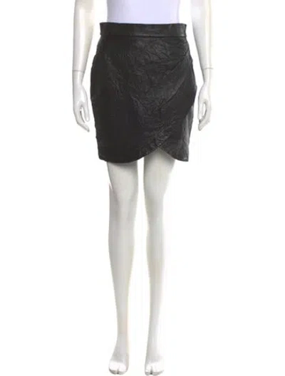 Pre-owned Zadig & Voltaire Leather Mini Skirt In Black