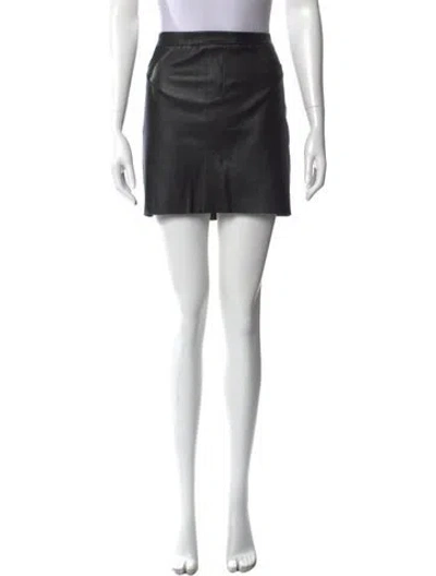 Pre-owned Zadig & Voltaire Leather Mini Skirt In Black