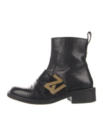 Pre-owned Zadig & Voltaire Leather Moto Boots In Black