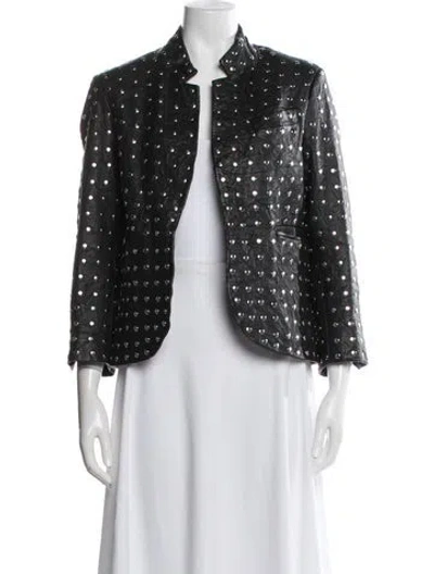 Pre-owned Zadig & Voltaire Leather Polka Dot Print Jacket In Black