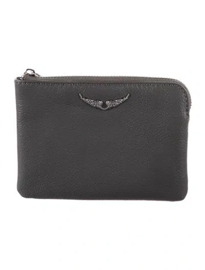 Pre-owned Zadig & Voltaire Leather Pouch In Grey