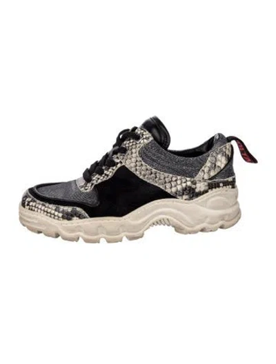 Pre-owned Zadig & Voltaire Leather Printed Athletic Sneakers In Blue