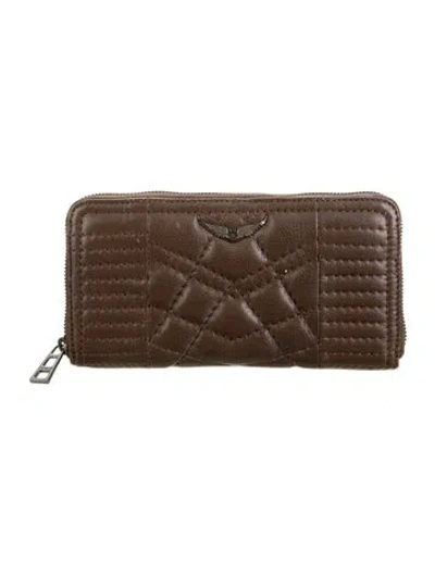 Pre-owned Zadig & Voltaire Leather Printed Continental Wallet In Brown