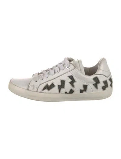 Pre-owned Zadig & Voltaire Leather Printed Sneakers In White