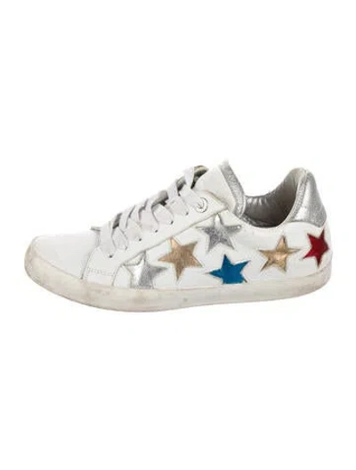 Pre-owned Zadig & Voltaire Leather Printed Sneakers In White