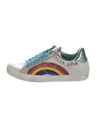 Pre-owned Zadig & Voltaire Leather Printed Sneakers In White