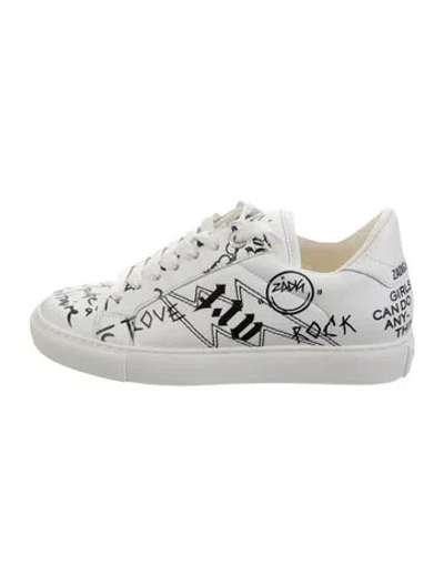 Pre-owned Zadig & Voltaire Leather Printed Sneakers In White