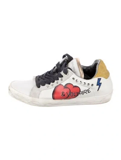 Pre-owned Zadig & Voltaire Leather Printed Sneakers In White