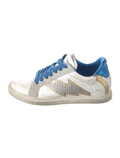 Pre-owned Zadig & Voltaire Leather Printed Sneakers In White