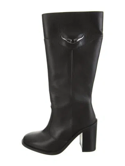 Pre-owned Zadig & Voltaire Leather Riding Boots In Black