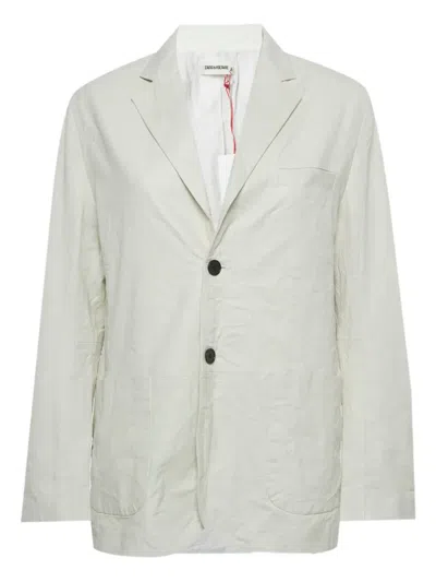 Pre-owned Zadig & Voltaire Leather Single-breasted Blazer In Neutral