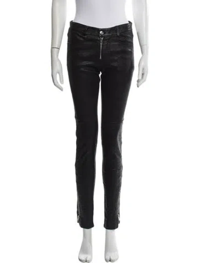 Pre-owned Zadig & Voltaire Leather Skinny Leg Pants In Black