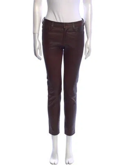 Pre-owned Zadig & Voltaire Leather Skinny Leg Pants In Brown
