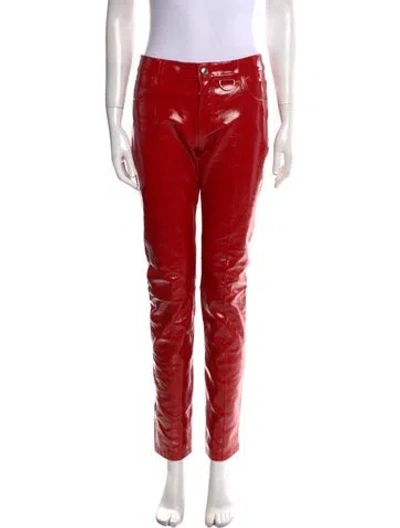 Pre-owned Zadig & Voltaire Leather Skinny Leg Pants In Red