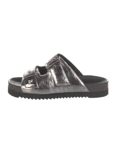 Pre-owned Zadig & Voltaire Leather Slides In Silver
