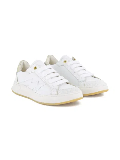 Zadig & Voltaire Kids' Leather Sneakers In White