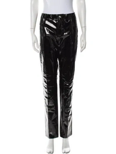 Pre-owned Zadig & Voltaire Leather Straight Leg Pants In Black