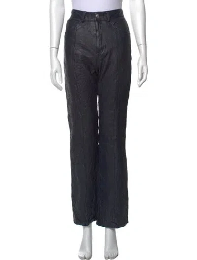 Pre-owned Zadig & Voltaire Leather Straight Leg Pants In Black