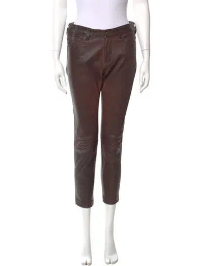 Pre-owned Zadig & Voltaire Leather Straight Leg Pants In Brown