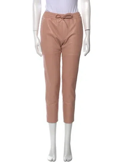 Pre-owned Zadig & Voltaire Leather Straight Leg Pants In Pink