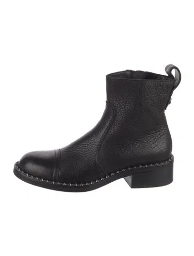 Pre-owned Zadig & Voltaire Leather Studded Accents Boots In Black