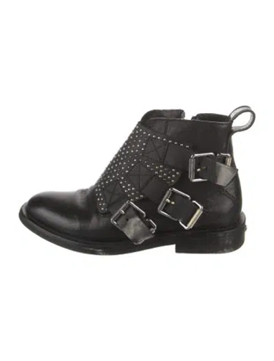 Pre-owned Zadig & Voltaire Leather Studded Accents Boots In Black