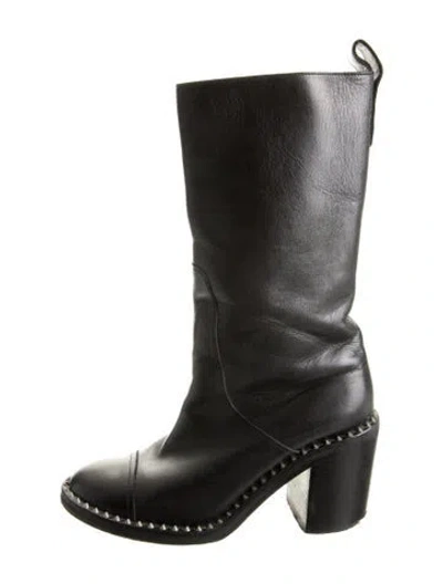 Pre-owned Zadig & Voltaire Leather Studded Accents Boots In Black