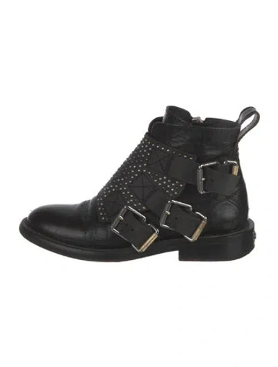 Pre-owned Zadig & Voltaire Leather Studded Accents Boots In Black
