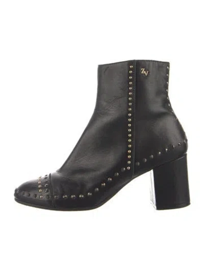 Pre-owned Zadig & Voltaire Leather Studded Accents Boots In Green
