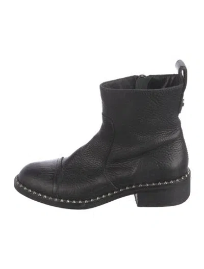 Pre-owned Zadig & Voltaire Leather Studded Accents Combat Boots In Black