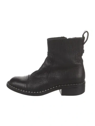 Pre-owned Zadig & Voltaire Leather Studded Accents Combat Boots In Black