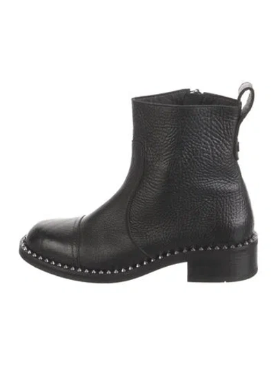 Pre-owned Zadig & Voltaire Leather Studded Accents Moto Boots In Black