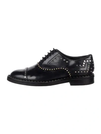 Pre-owned Zadig & Voltaire Leather Studded Accents Oxfords In Blue