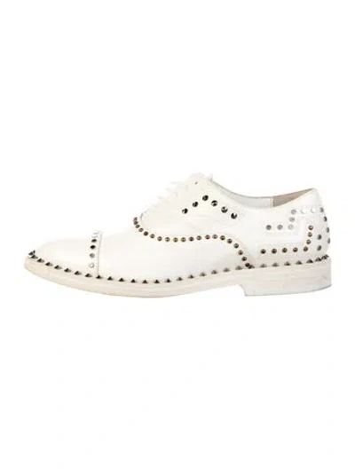 Pre-owned Zadig & Voltaire Leather Studded Accents Oxfords In White