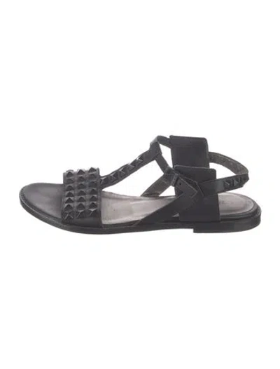 Pre-owned Zadig & Voltaire Leather Studded Accents Sandals In Black
