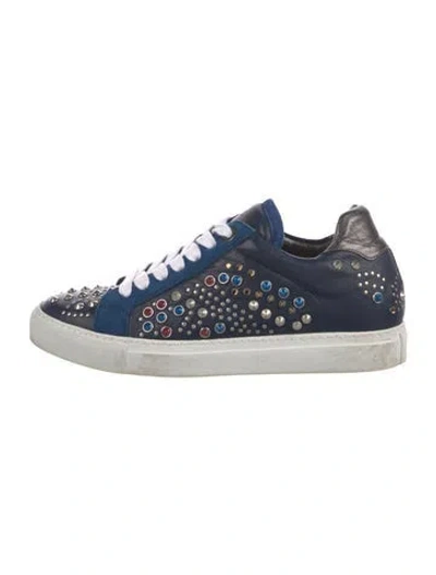 Pre-owned Zadig & Voltaire Leather Studded Accents Sneakers In Blue