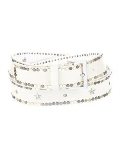 Pre-owned Zadig & Voltaire Leather Studded Accents Waist Belt W/ Tags In Neutral