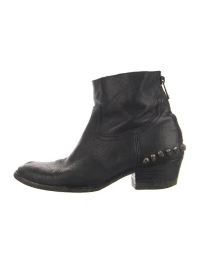 Pre-owned Zadig & Voltaire Leather Studded Accents Western Boots In Blue