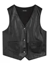 Zadig & Voltaire Leather Waistcoat In Black