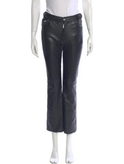 Pre-owned Zadig & Voltaire Leather Wide Leg Pants In Black