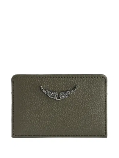 Zadig & Voltaire Leather Wing Cardholder In Green