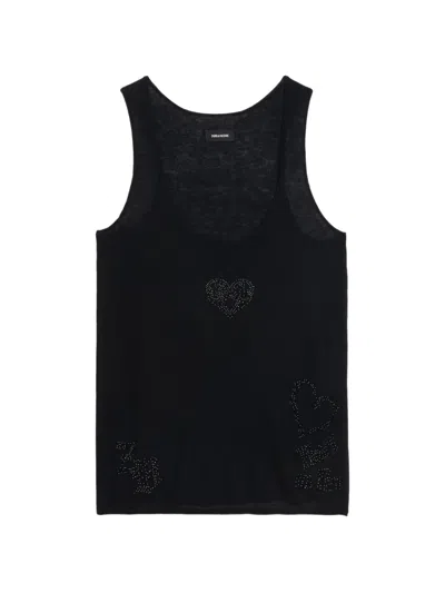 Zadig & Voltaire Lee Rhinestone Tank Top In Black