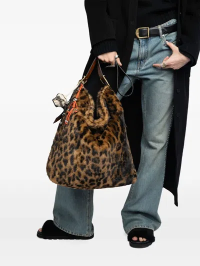 Zadig & Voltaire Leopard-print Belted Bag In Brown