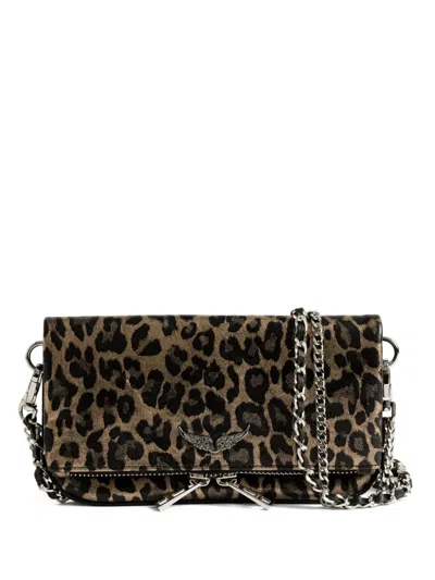 ZADIG & VOLTAIRE LEOPARD PRINT CHAIN SATCHEL