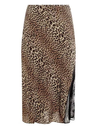 ZADIG & VOLTAIRE LEOPARD-PRINT LACE-INSERT STRAIGHT SKIRT
