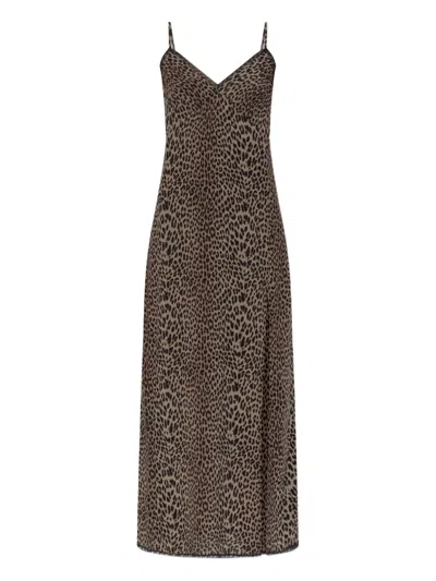 Zadig & Voltaire Ramelil Soft Leopard Print Dress In Metallic