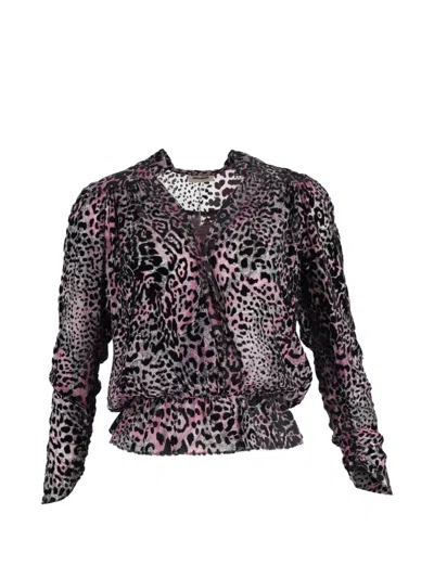 Pre-owned Zadig & Voltaire Leopard-print V-neck Blouse In Black