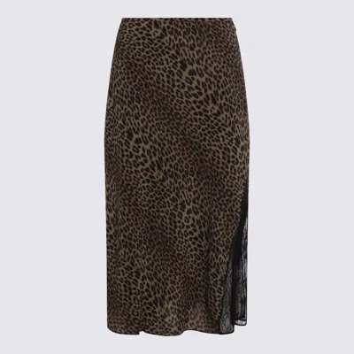 Zadig & Voltaire Leopard-print Lace-insert Straight Skirt In Multi